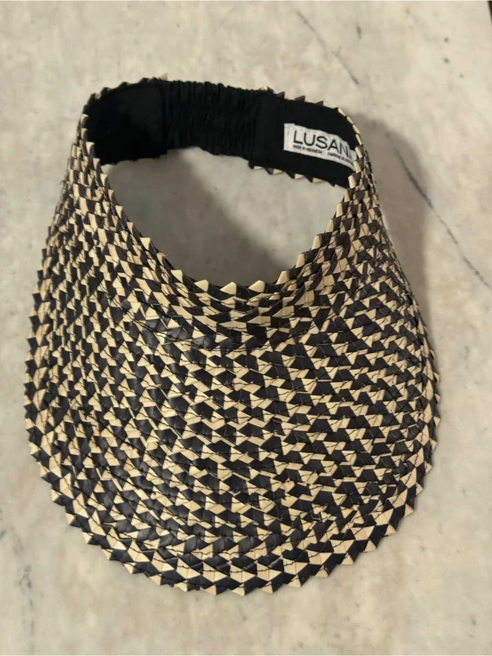 Free People Island Hopper Speckled Straw Visor - Black and Natural